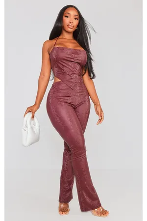 PRETTYLITTLETHING Shape Matte Faux Leather Snake Flare Pants