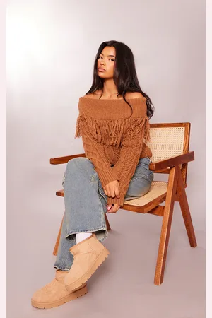 PRETTYLITTLETHING Faux Suede Cleated Mini Ankle Boots