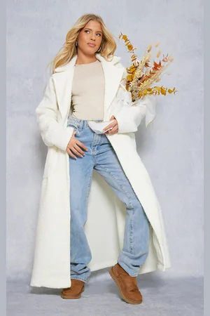 PRETTYLITTLETHING Boucle Oversized Tie Waist Maxi Coat