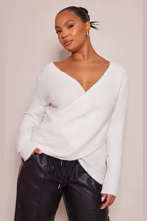 PRETTYLITTLETHING Plus Soft Knit Wrap Jumper