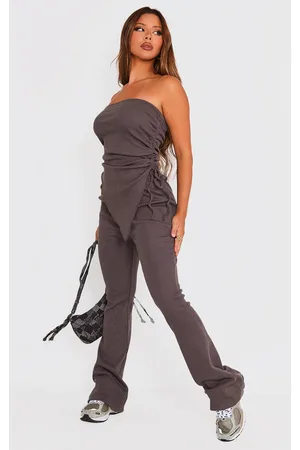 Petite grey bandeau jumpsuit