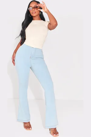 PRETTYLITTLETHING Shape Split Hem Detail Flared Jeans