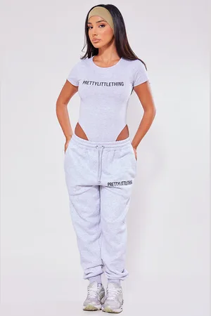 PRETTYLITTLETHING Maternity Grey Embroidered Joggers