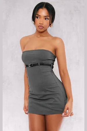 PRETTYLITTLETHING Stretch Woven Belt Front Skort Playsuit