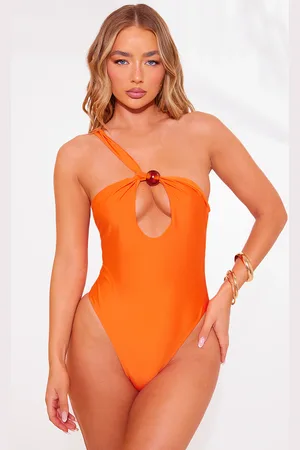 PRETTYLITTLETHING Bead Detail One Shoulder Cut Out Swimsuit