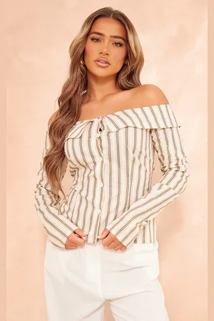 PRETTYLITTLETHING Bandeau Long Sleeve Shirt