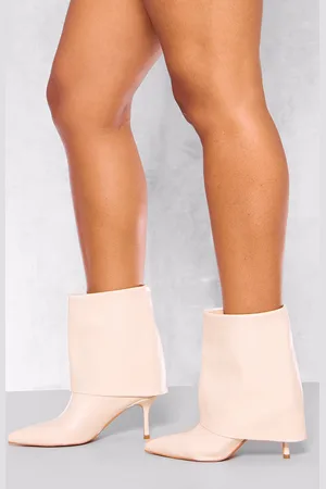 PRETTYLITTLETHING PU Point Toe Fold Over Low Heeled Ankle Boots