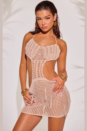 PRETTYLITTLETHING Crochet Cut Out Tassel Beach Dress