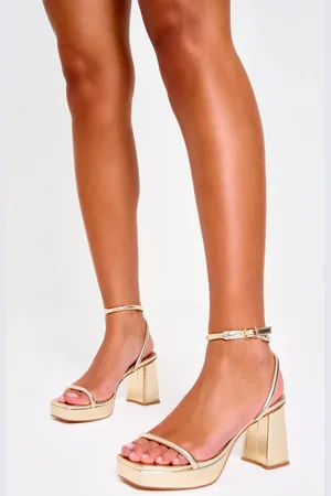 PRETTYLITTLETHING PU Square Toe Tube Barely There Strap Platform Heels