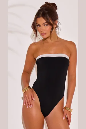 PRETTYLITTLETHING Contrast Binding Bandeau Swimsuit