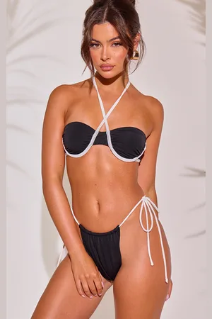 PRETTYLITTLETHING Contrast Tie Side Bikini Bottoms