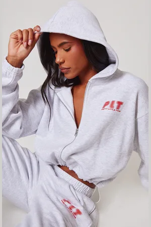 PRETTYLITTLETHING Elasticated Hem Zip Up Hoodie