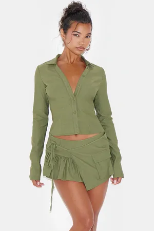 PRETTYLITTLETHING Woven Long Sleeve Cargo Shirt
