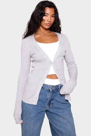 PRETTYLITTLETHING Knitted Ribbed Long Sleeve Cardigan