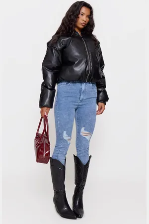 PRETTYLITTLETHING Knee Rip 5 Pocket Skinny Jeans