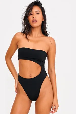 PRETTYLITTLETHING Bandeau Cut Out High Leg Swimsuit