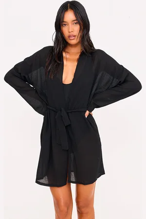 PRETTYLITTLETHING Crinkle Textured Short Beach Kimono