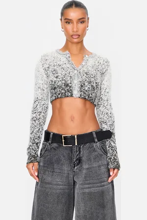 PRETTYLITTLETHING Soft Marl Knit Button Up Cropped Cardigan