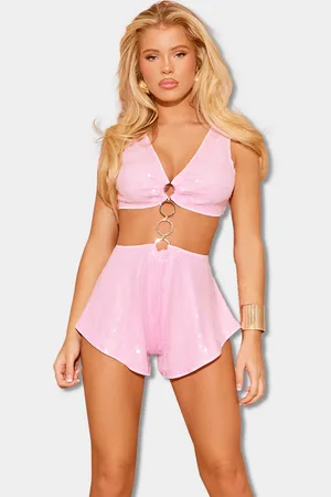 PRETTYLITTLETHING Sequin Cut Out Playsuit