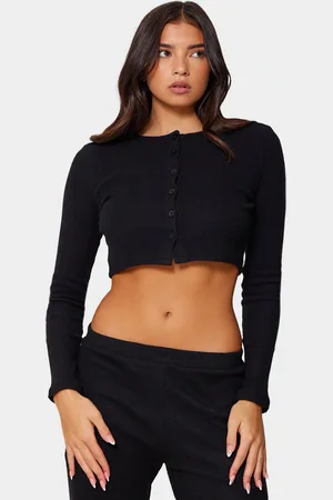 PRETTYLITTLETHING Brushed Rib Button Front Cardigan