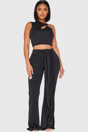 PRETTYLITTLETHING Shape Sculpt Wrap Waist Flared Pants