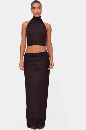 PRETTYLITTLETHING Soft Touch Ruched Maxi Skirt