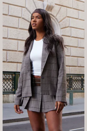 PRETTYLITTLETHING Herringbone Oversized Blazer