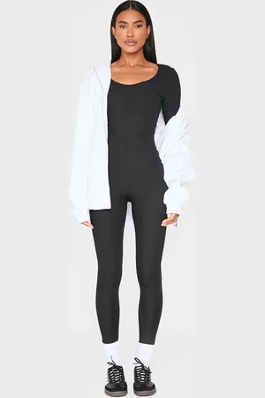 PRETTYLITTLETHING Ribbed Long Sleeve Scoop Neck Jumpsuit