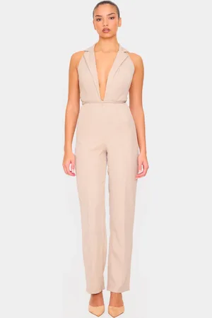 PRETTYLITTLETHING Tailored Woven Waistcoat Lace Up Detail Jumpsuit