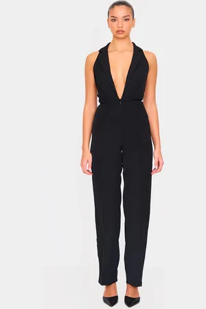 PRETTYLITTLETHING Tailored Woven Waistcoat Lace Up Detail Jumpsuit