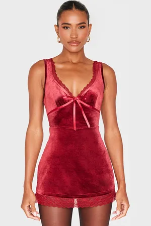 PRETTYLITTLETHING Velvet Ribbon Trim Playsuit