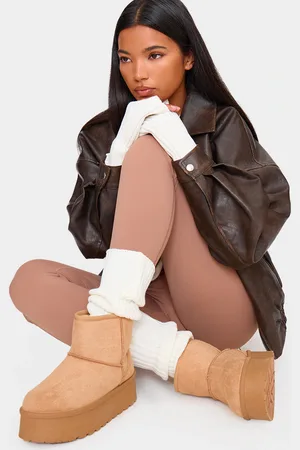 PRETTYLITTLETHING Faux Suede Cleated Ankle Platform Boots