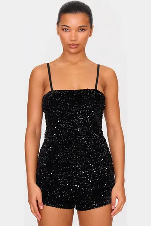 PRETTYLITTLETHING Strappy Sequin Hot Pant Playsuit