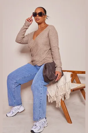 PRETTYLITTLETHING Plus Soft Knit Wrap Jumper