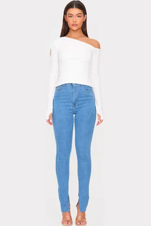 PRETTYLITTLETHING Side Split Hem Skinny Jeans