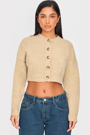 PRETTYLITTLETHING Petite Knitted Button Up Cardigan