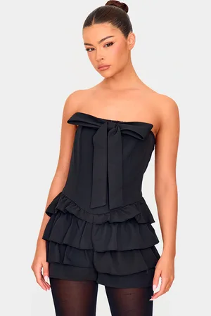 PRETTYLITTLETHING Bandeau Bow Detail Bloomer Skort Playsuit