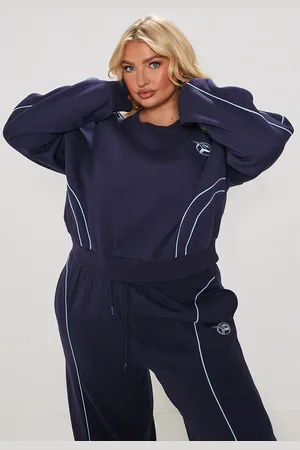 PRETTYLITTLETHING Plus Embroidered Contrast Piping Sweatshirt