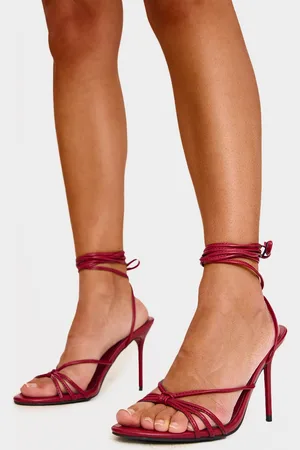PRETTYLITTLETHING PU Round Toe Knot Strap Heel Sandals