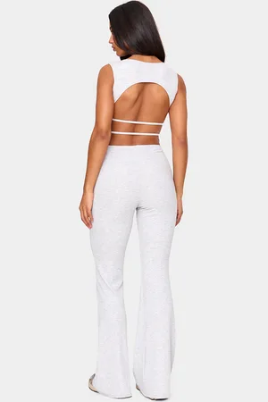 PRETTYLITTLETHING Rib Open Back Straight Leg Jumpsuit