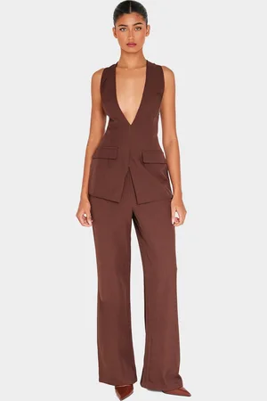 PRETTYLITTLETHING Structured Woven Waistcoat Detail Straight Leg Jumpsuit
