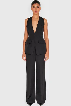 PRETTYLITTLETHING Structured Woven Waistcoat Detail Straight Leg Jumpsuit