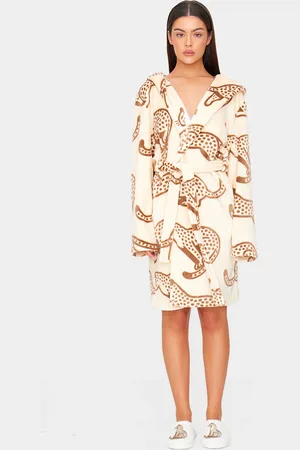 PRETTYLITTLETHING Cheetah Print Fleece Dressing Gown
