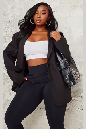 PRETTYLITTLETHING Plus Seam Detail Structured Oversized Blazer