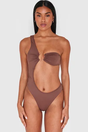 PRETTYLITTLETHING Cut Out Trim One Shoulder Swimsuit