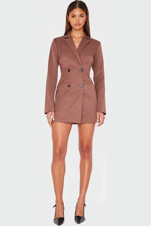 PRETTYLITTLETHING Tailored Long Sleeve Cinched Waist Blazer Dress
