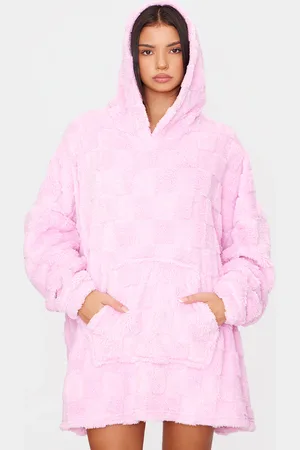 PRETTYLITTLETHING Checkerboard Fleece Hooded Blanket