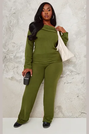 PRETTYLITTLETHING Plus Knitted Wide Leg Pants