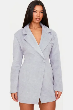 PRETTYLITTLETHING Wool Look Cinched Waist Blazer Dress