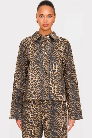 PRETTYLITTLETHING Leopard Twill Boxy Jacket